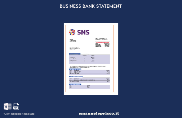 stile verificato Modello di estratto conto aziendale SNS Bank in Word e PDF